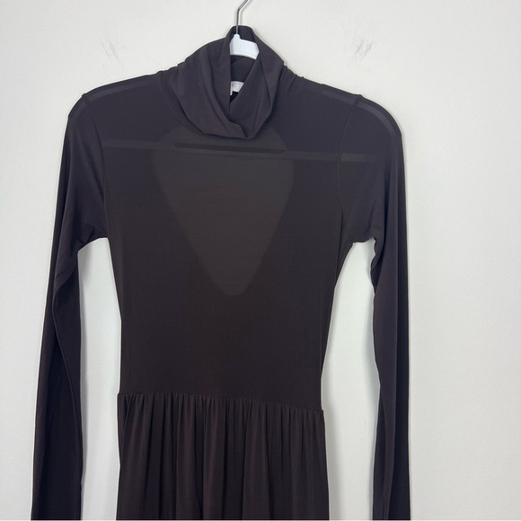 A.L.C. Corinna Turtleneck Tiered Maxi Dress Open Back Chocolate Brown - Picture 5 of 11